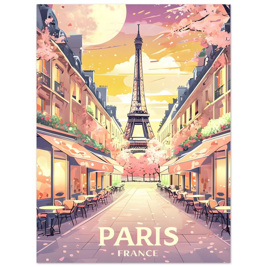 Paris Street Scene Wall Art - Eiffel Tower Sunset Print