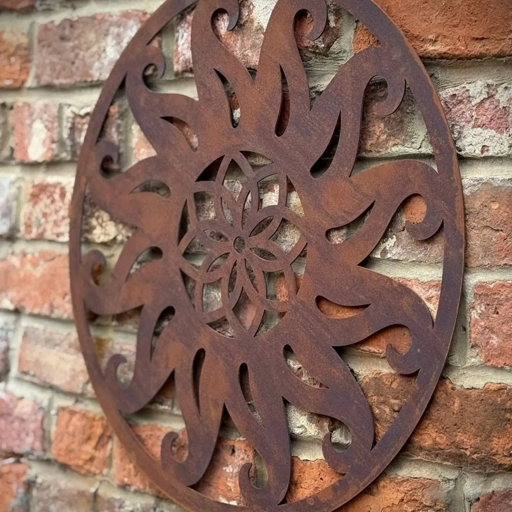 Rustic Warehouse Norfolk Metal Sun Wall Art – 55cm Steel Garden Decor