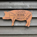 Rustic Warehouse Norfolk Metal Butchers Pig Sign - Steel Wall Art Decor