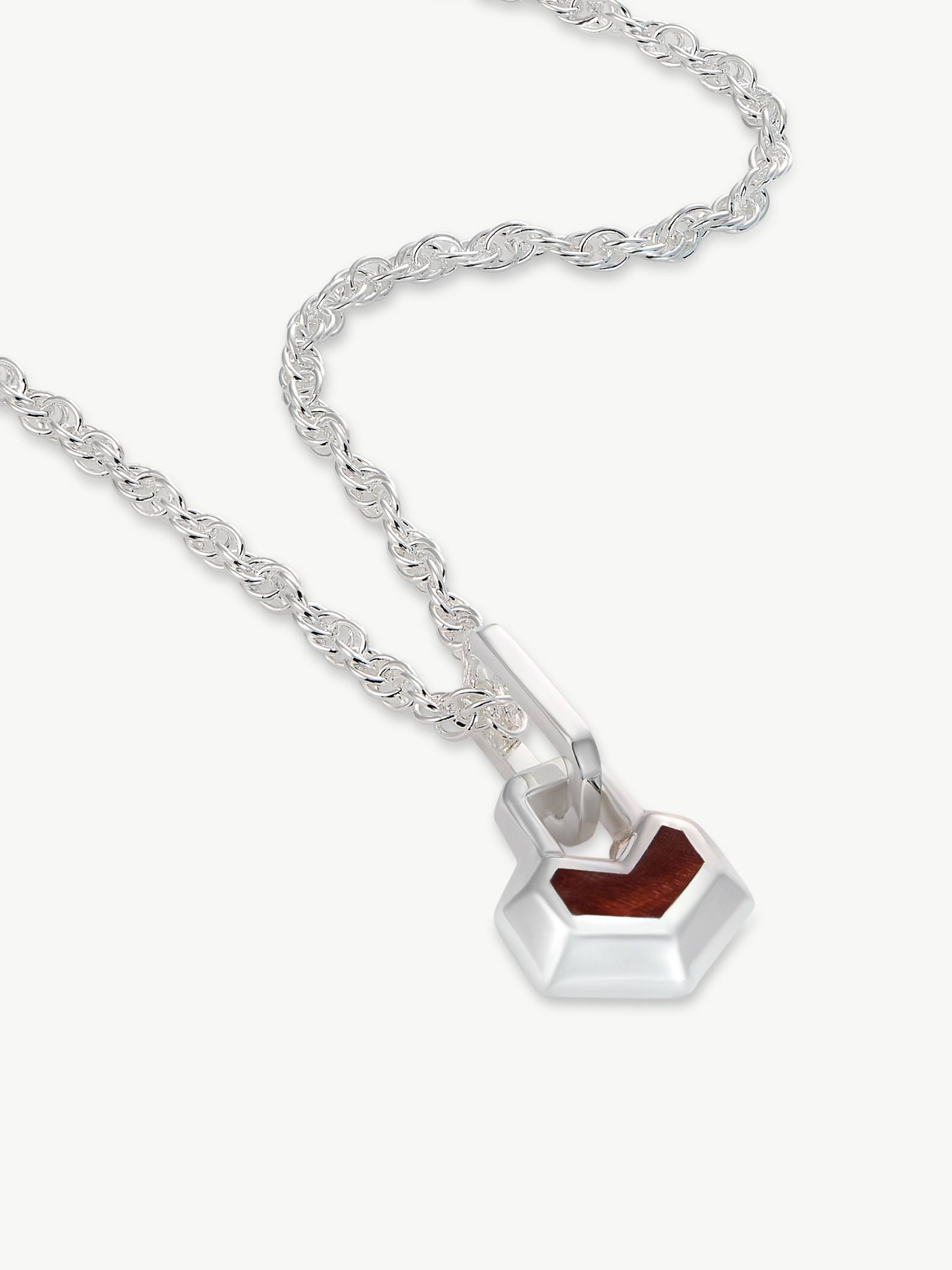 No More Nobody Red Tiger Eye Heart Necklace – Recycled Sterling Silver