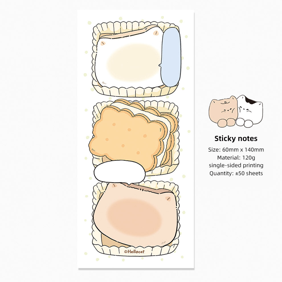 Hello Cat Cookie Memo Note Pad by LuLuFun Studio - 50 Sheet Pack