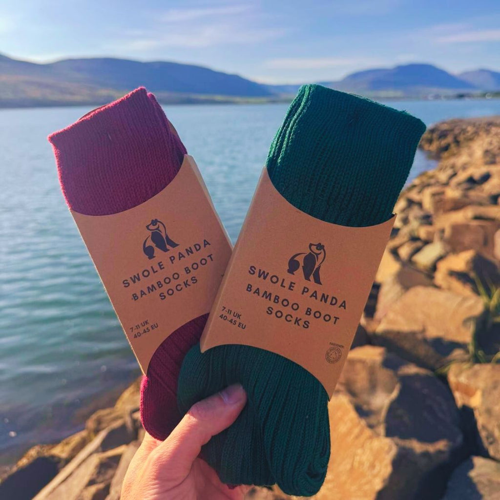 Swole Panda Racing Green Bamboo Boot Socks – Thick Cushioned Knit