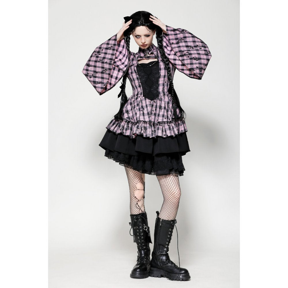 Dark in Love Ellery Pink Butterfly Dress with Bell Sleeves