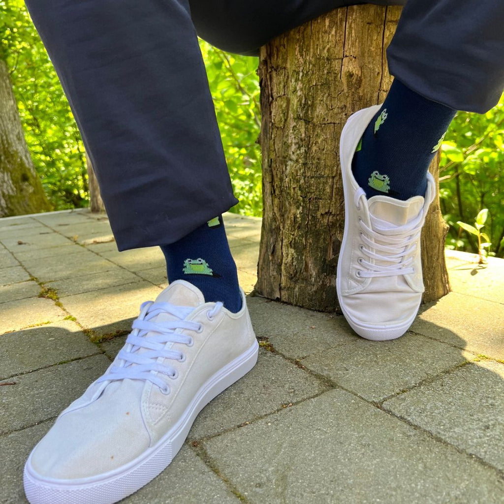Swole Panda Frog Bamboo Socks – Sustainable Royal Blue Novelty Socks