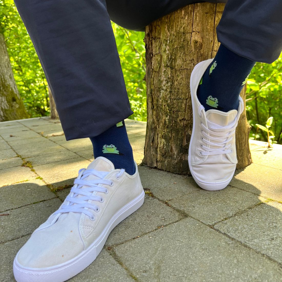 Swole Panda Frog Bamboo Socks – Sustainable Royal Blue Novelty Socks