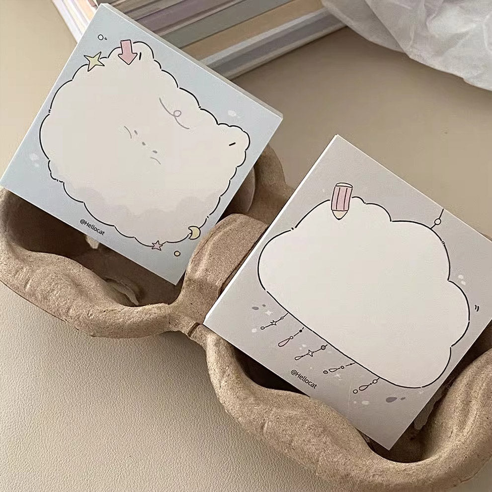 LuLuFun Studio Hello Cat Cloud Memo Pad - 50 Sheet Cute Stationery