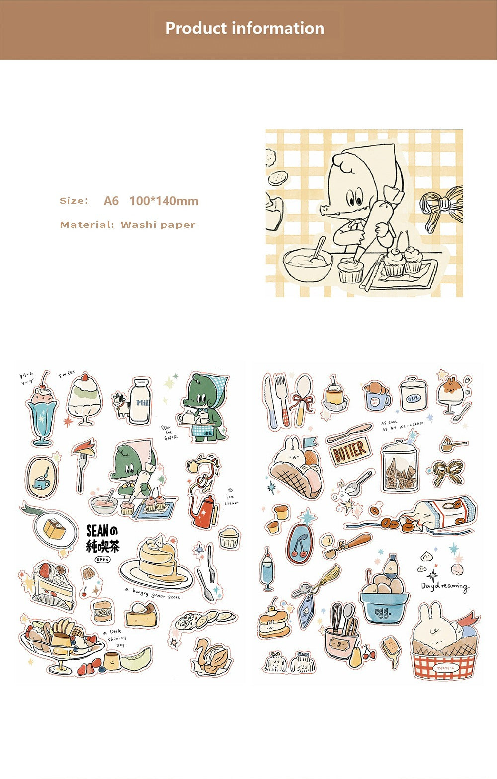 Afternoon Tea Washi Sticker Sheet - A Gator Life Cute Journaling Decor