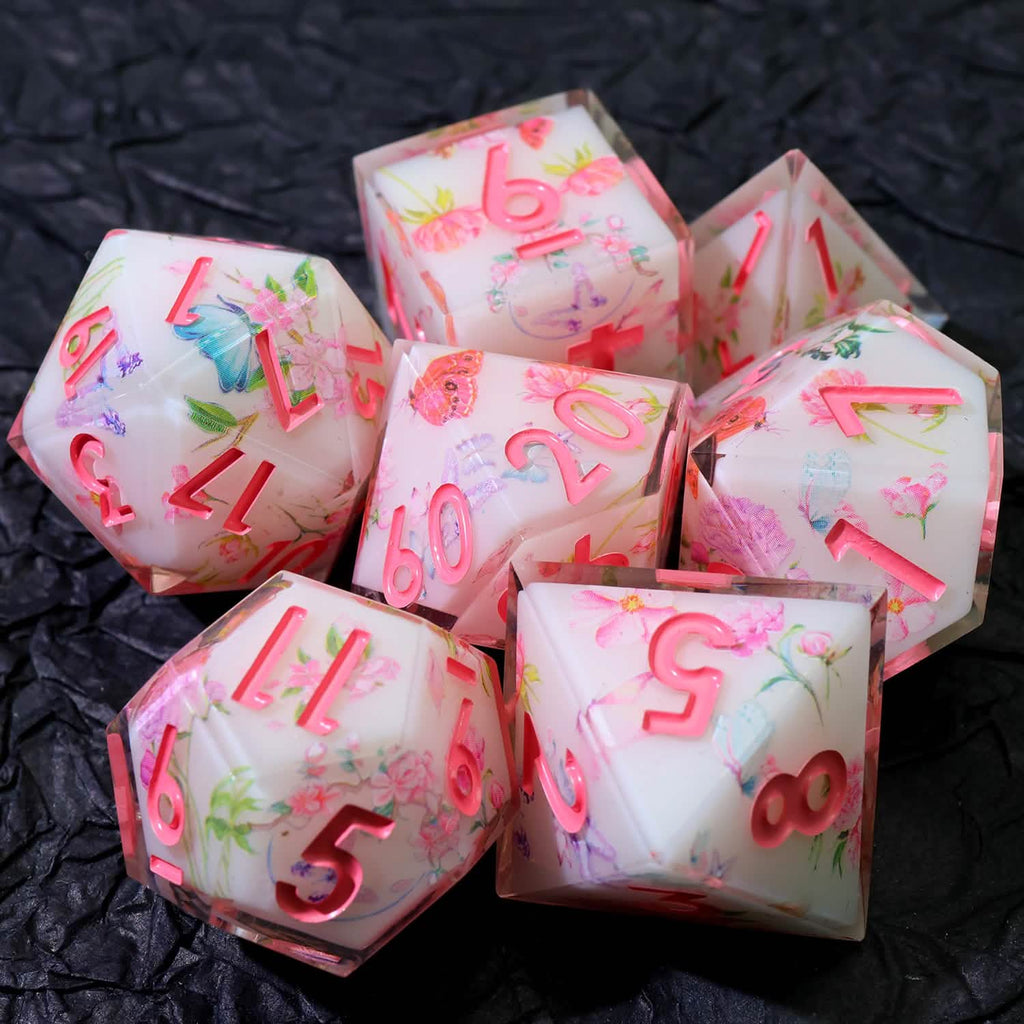 Fey Garden | Sharp Edge Dice | Resin | 7 Piece Set