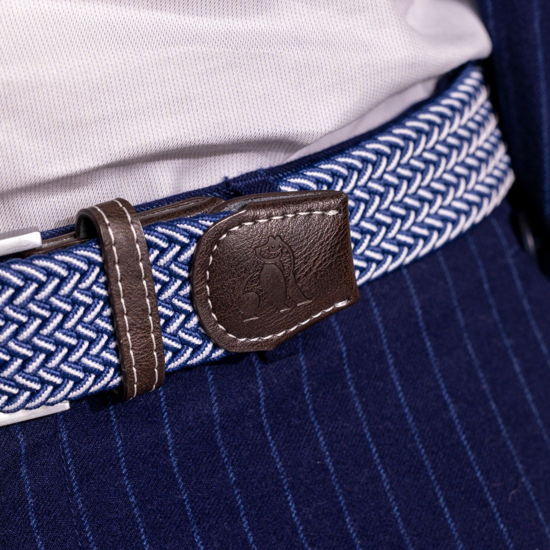 Swole Panda Navy Fine Weave Woven Belt – Recycled Elastic Unisex Belt