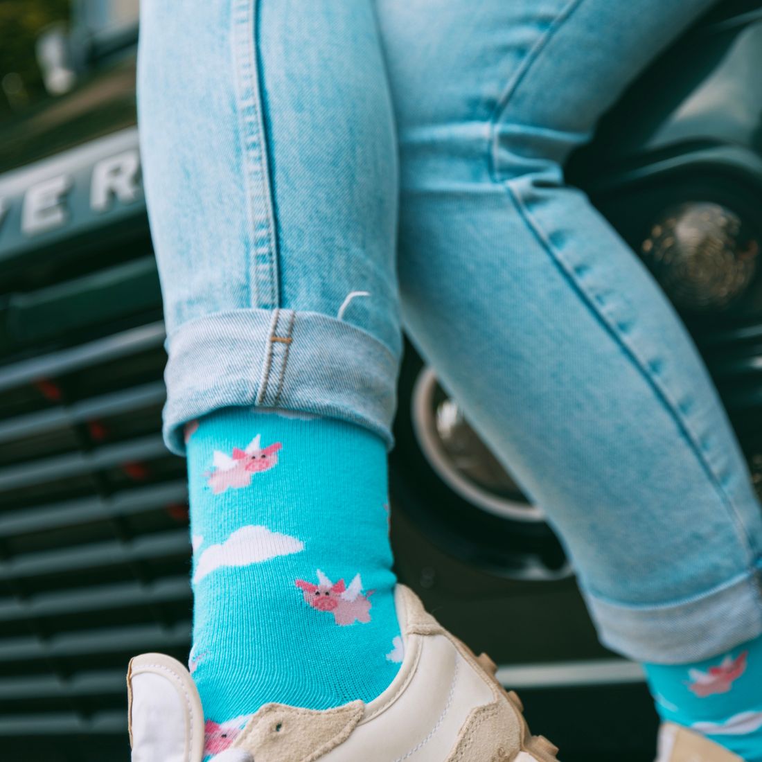 Swole Panda Flying Pig Bamboo Socks – Soft Novelty Animal Print Socks