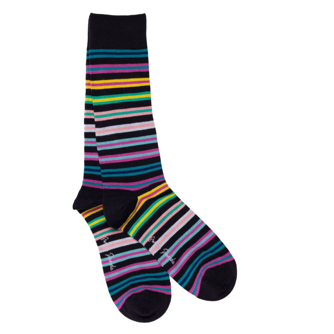 Swole Panda Navy Multi Striped Bamboo Socks – Breathable & Soft