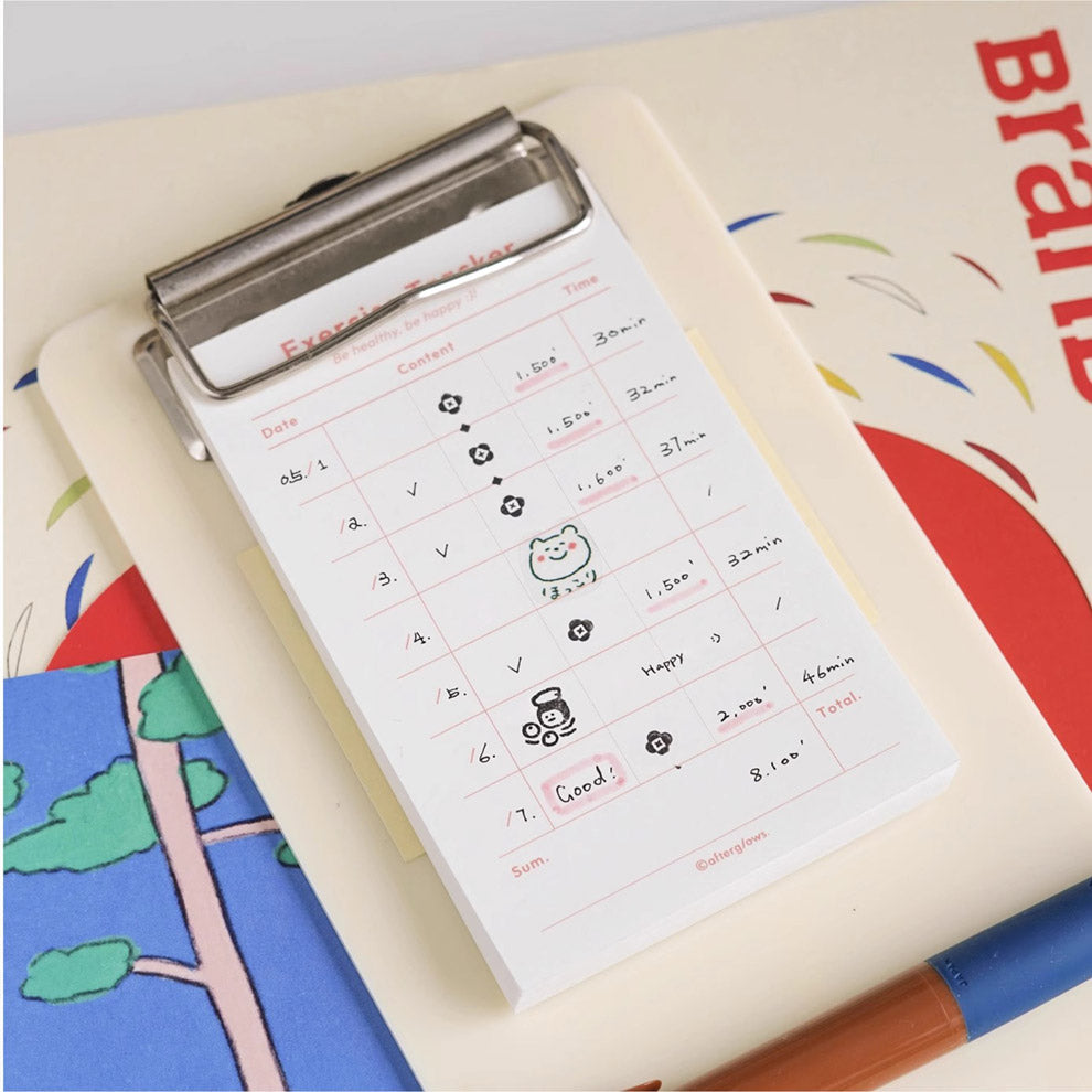 Exercise Tracker Memo Note Pad by LuLuFun Studio - 60 Sheet Workout Log
