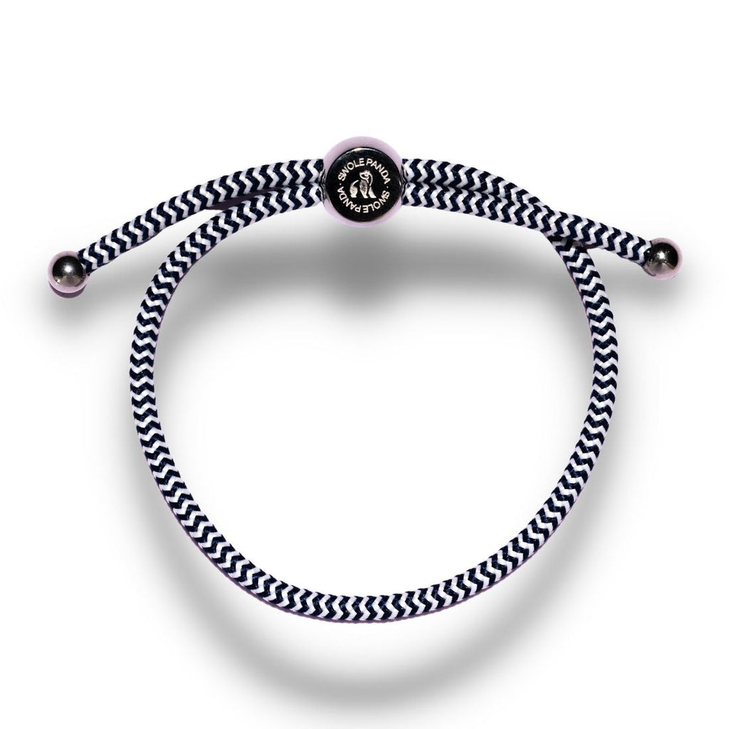 Swole Panda Recycled Rope Bracelet – Blue & White Zigzag Unisex