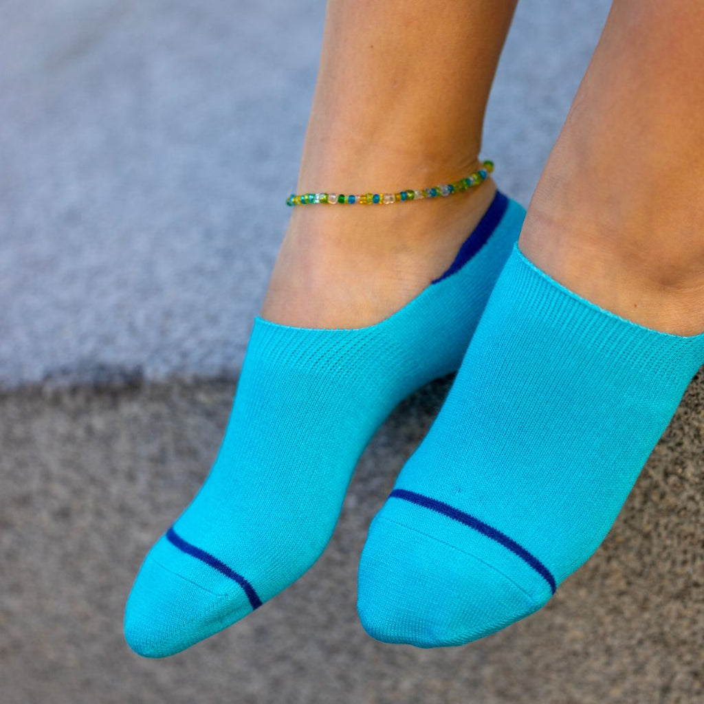 Swole Panda Neon Blue No-Show Bamboo Socks – Breathable Invisible Style