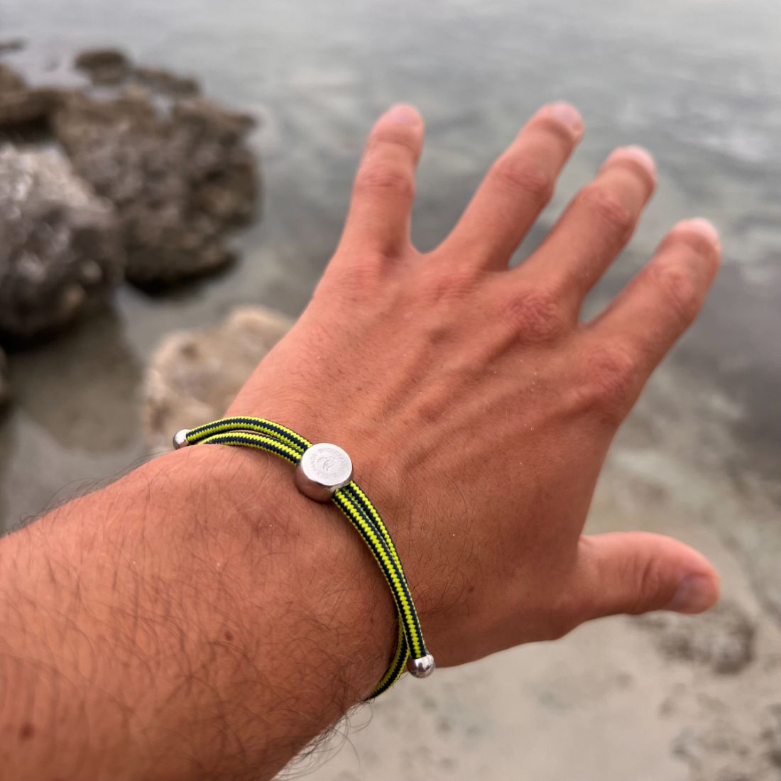 Swole Panda Lime Green Stripe Recycled Rope Bracelet – Unisex Jewelry