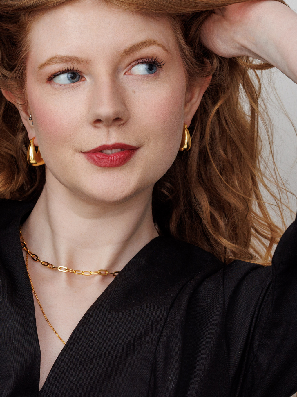 No More Nobody Jude Gold Vermeil Elongated Hoop Earrings - Recycled Silver