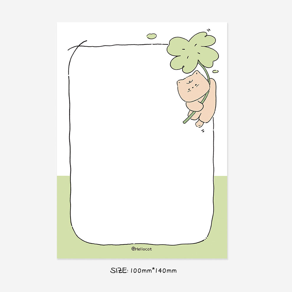 Cat Memo Note Pad by LuLuFun Studio – Cute Floral Stationery, 50 Sheets