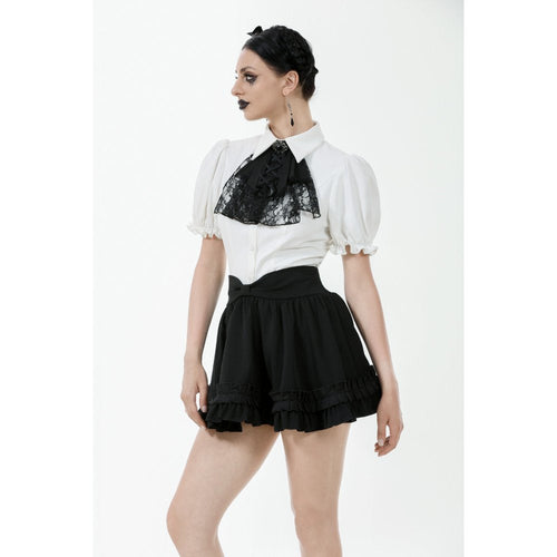 Dark in Love Black Ruffled Mini Skirt – High-Waisted Lolita Style