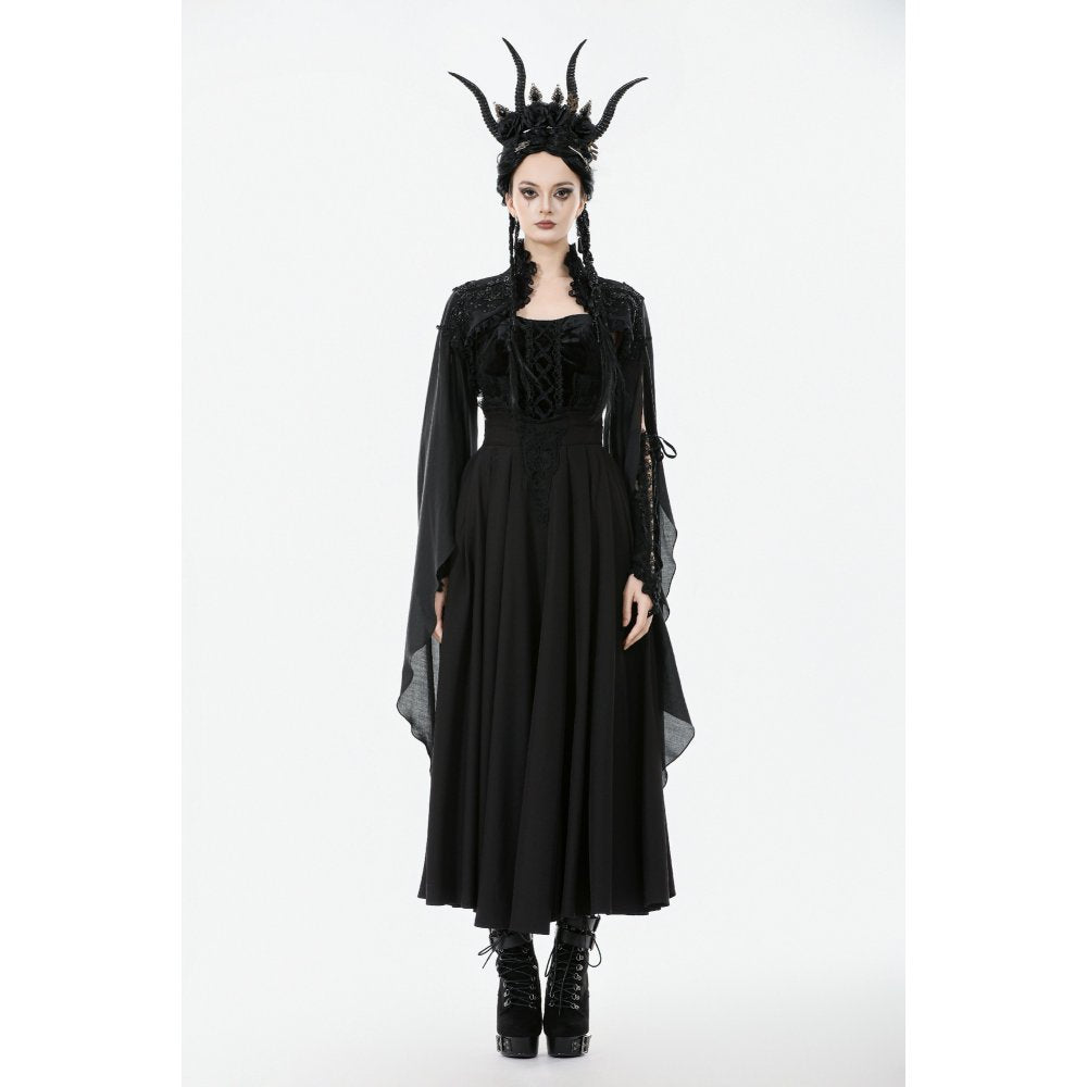 Dark in Love Erzsébet Gothic Lace Cape Shrug – Black Victorian Capelet
