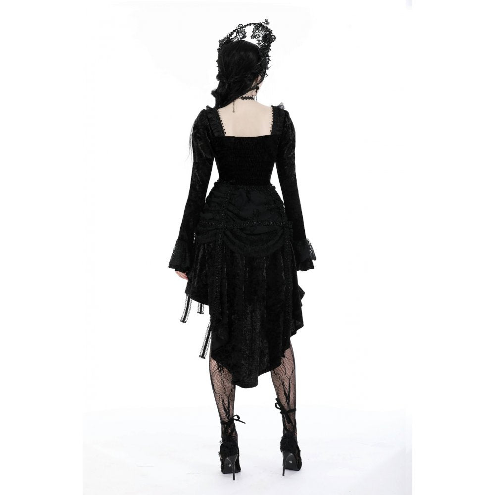 Dark in Love Seraphina Black Velvet Lace High-Low Gothic Dress