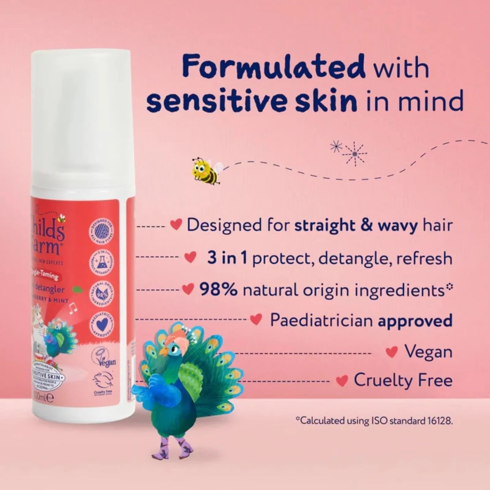 Childs Farm Tangle Taming 3-in-1 Hair Detangler 100ml - Strawberry & Mint