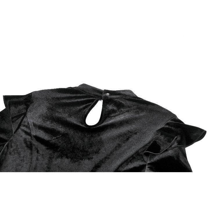 Dark in Love Gothic Velvet Lace High-Neck Top – Victorian Style