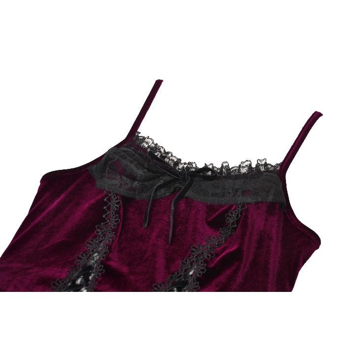 Dark in Love Serilda Velvet Lace Corset Top – Wine Red Gothic Style
