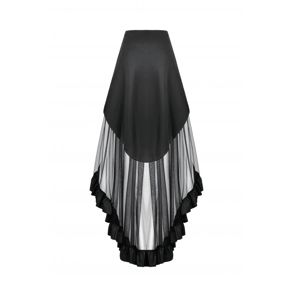 Dark in Love Belladonna Goth Skirt – Black Mesh with Buckle Straps