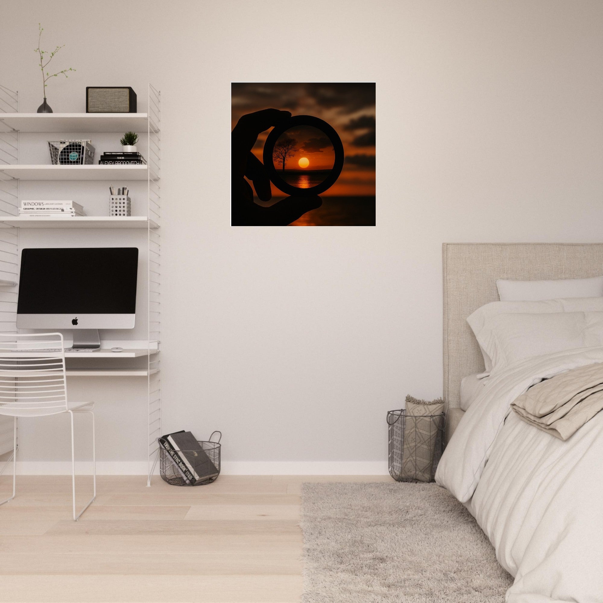 Sunset Through Camera Lens Wall Art – Photography Inspired Scenic Poster