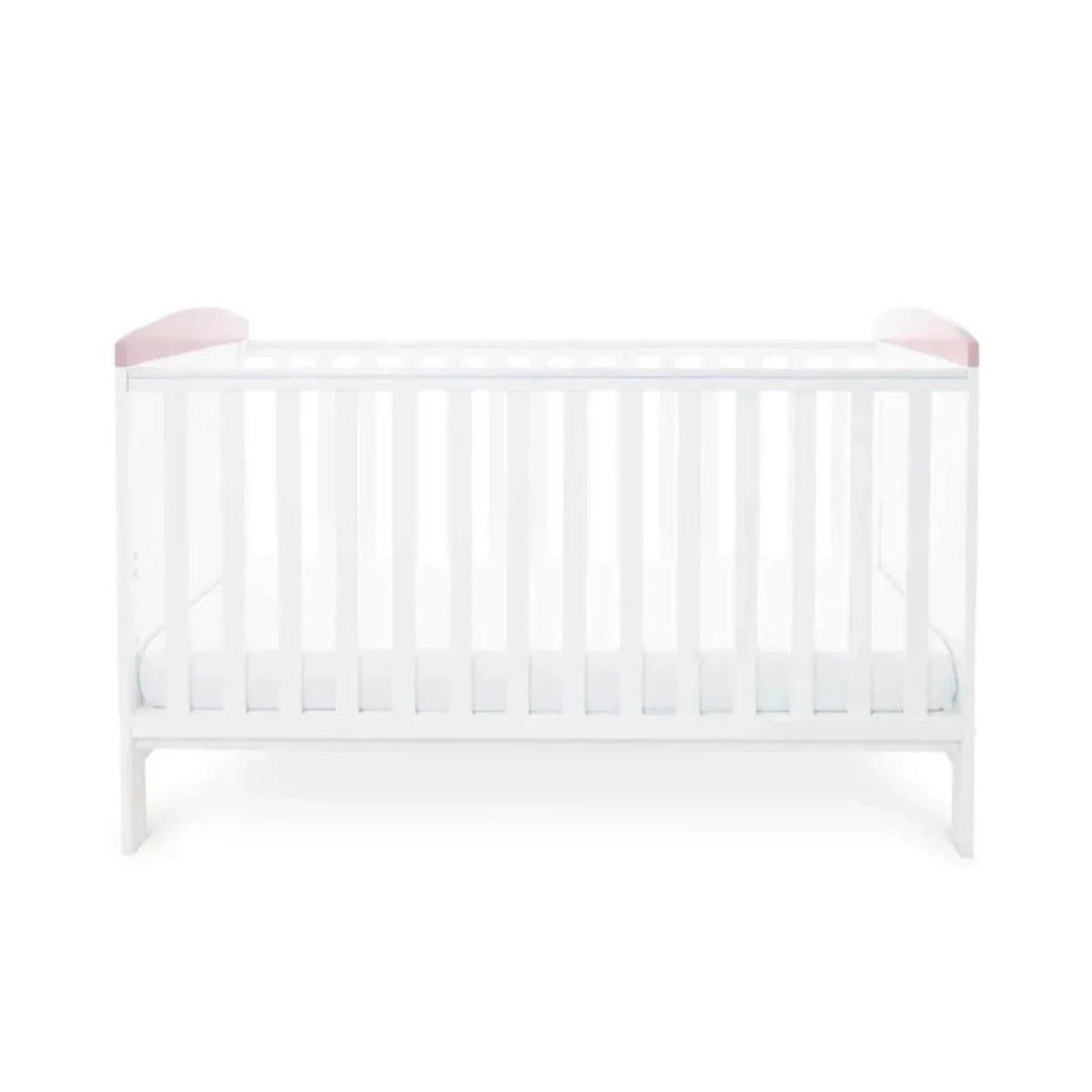 Ickle Bubba Coleby Style Cot Bed Elephant Love Pink - Fibre Mattress