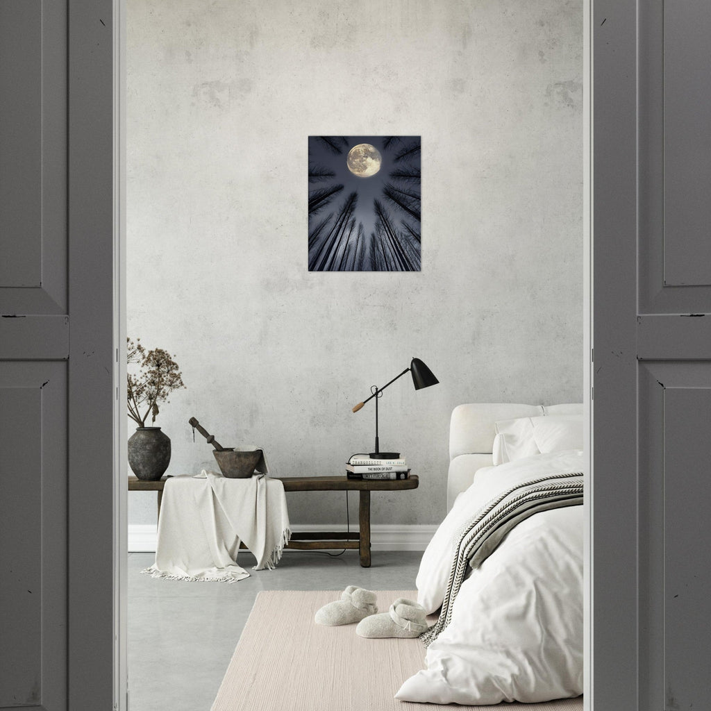 Ethereal Night Landscape Canvas – Glowing Moon & Forest Scene