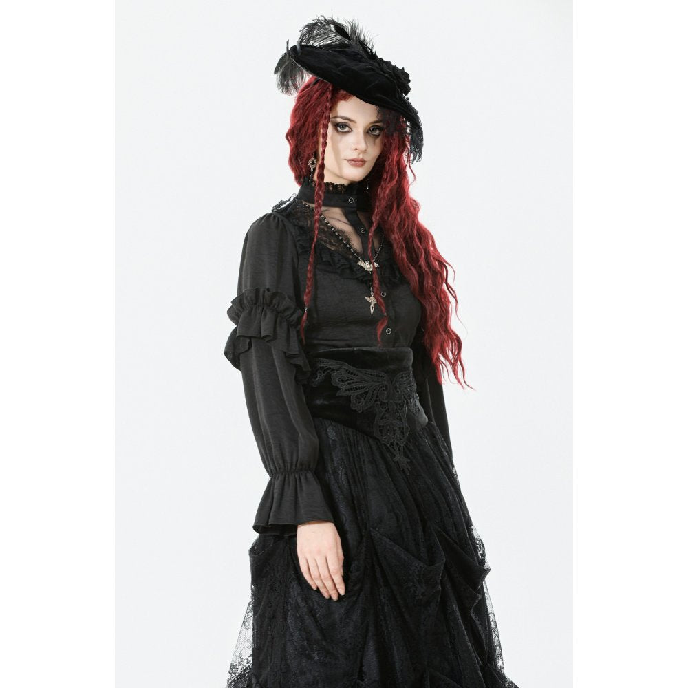 Dark in Love Bellatrix Frill Blouse – Black Victorian Gothic Top