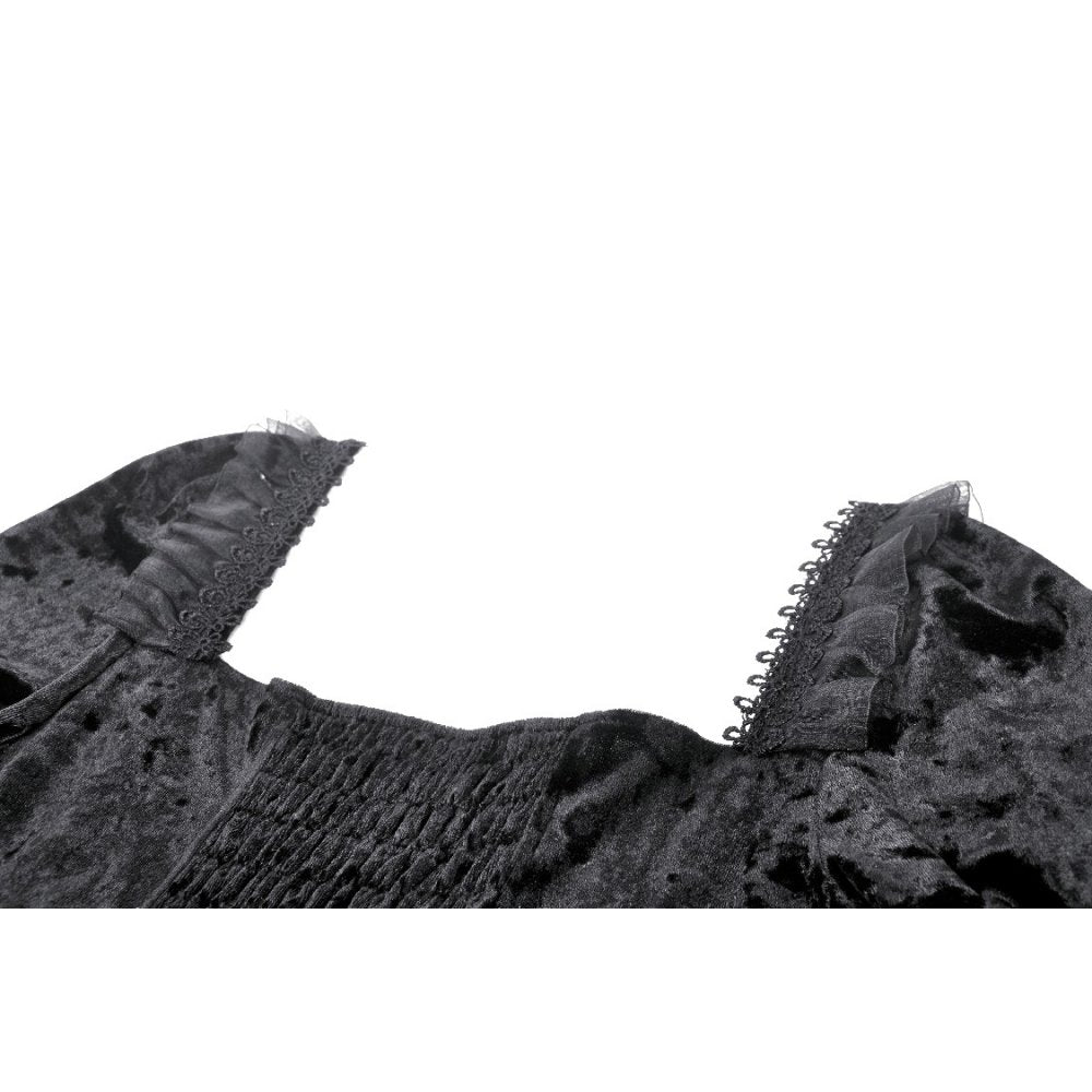 Dark in Love Seraphina Black Velvet Lace High-Low Gothic Dress