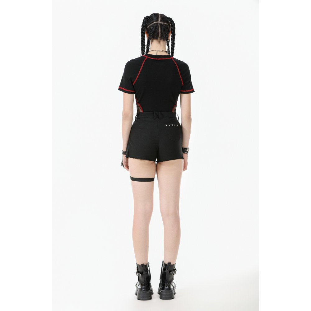Dark in Love Gwen Black Pleated Garter Shorts – High-Waisted Goth