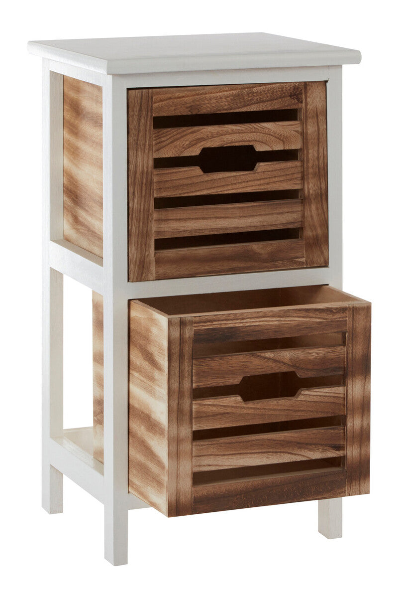 Orsina Portsmouth 2 Drawer Chest – White and Natural Wood Nightstand