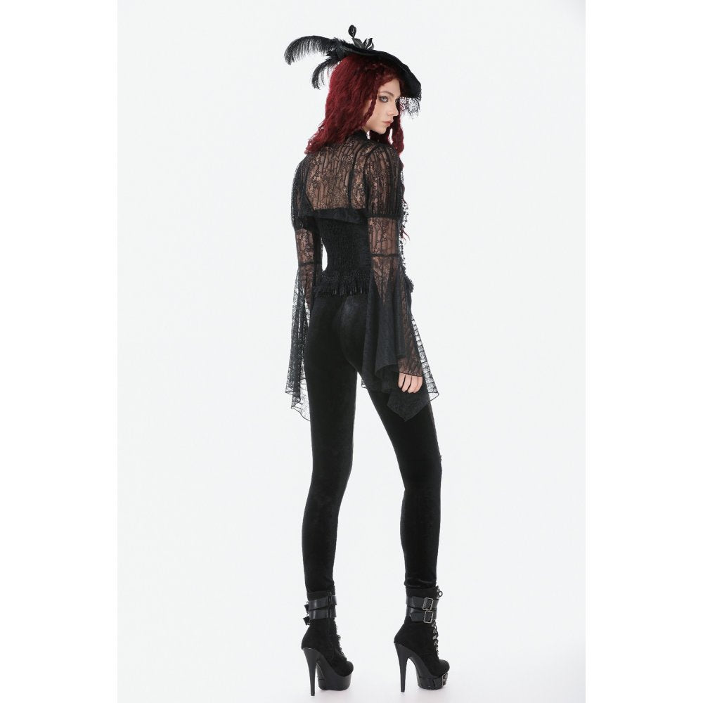 Dark in Love Gothic Velvet Mesh Patchwork Leggings – Slim Fit Trousers