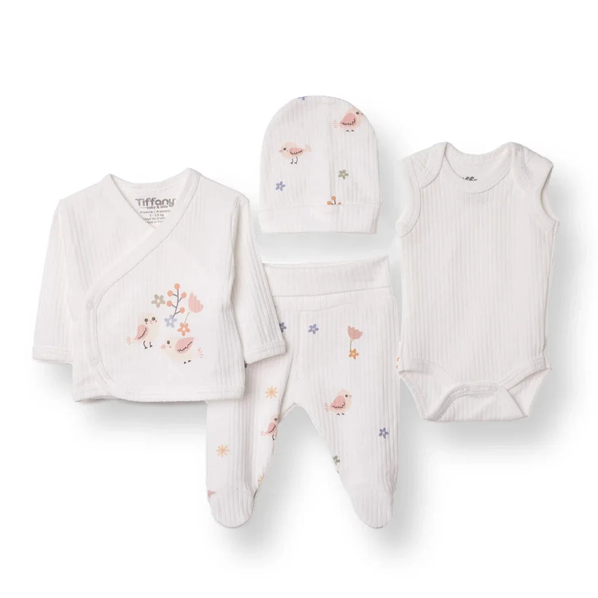 Tiffany 100% Cotton Tiny Baby Set - Ecru
