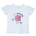 HelloBaby Girls T-shirt Floral Print Crew Neck Short Sleeve - Ecru