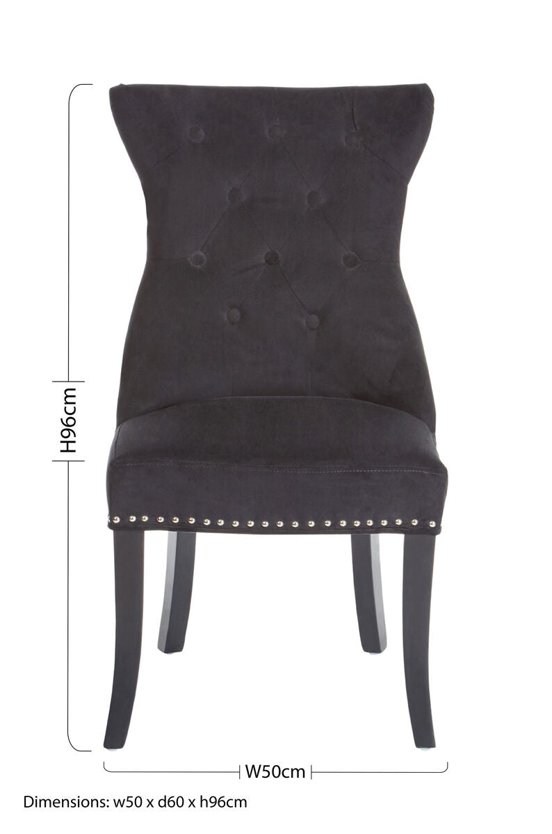 Orsina Regents Park Black Cotton Velvet Dining Chair – Modern Luxury