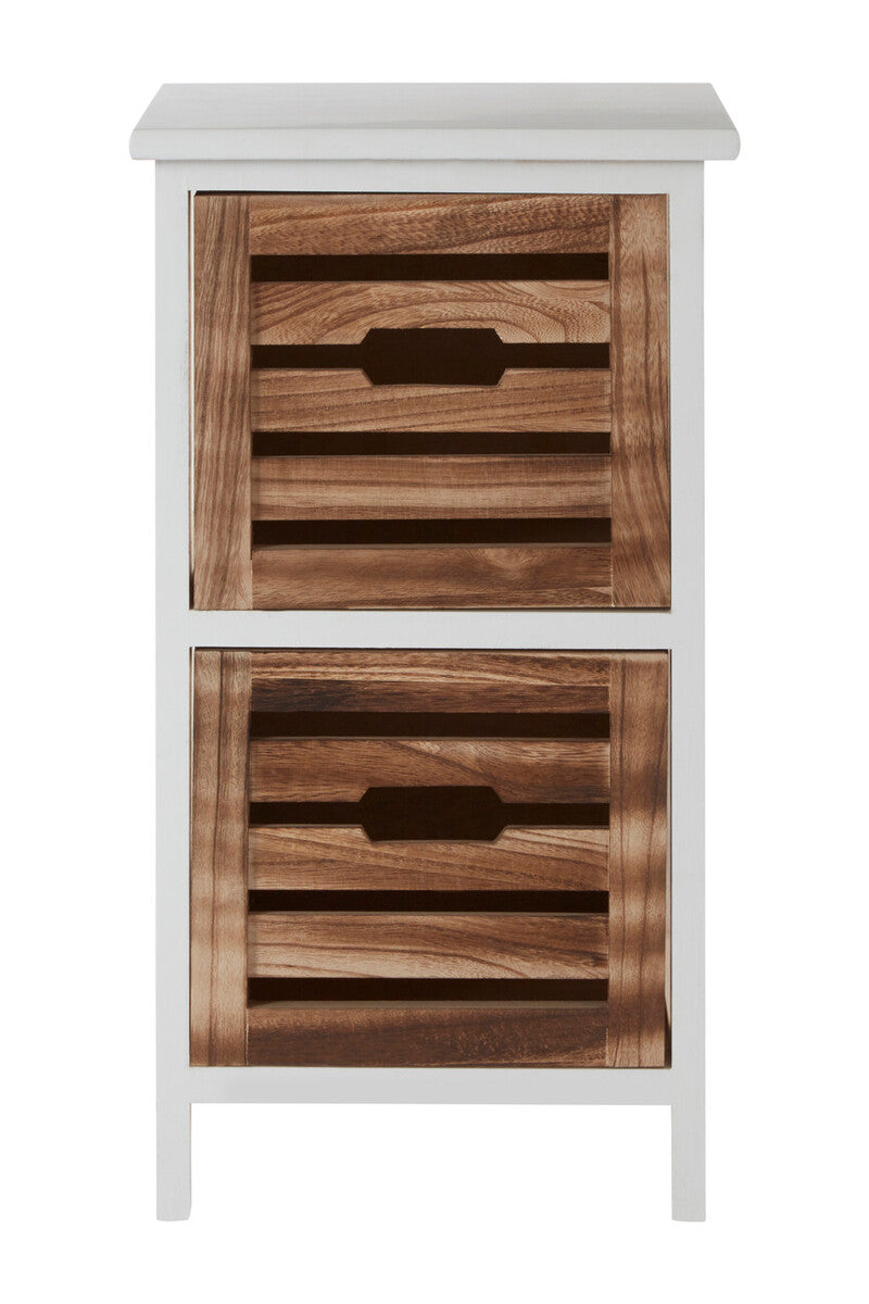 Orsina Portsmouth 2 Drawer Chest – White and Natural Wood Nightstand