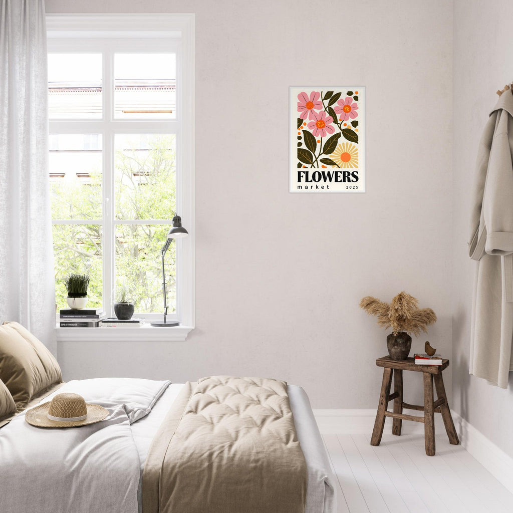 Minimalist Flower & Typography Framed Poster – Modern Floral Wall Art