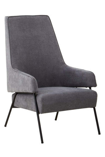 Orsina Henia Ash Grey Velvet Accent Chair | High Back Armchair