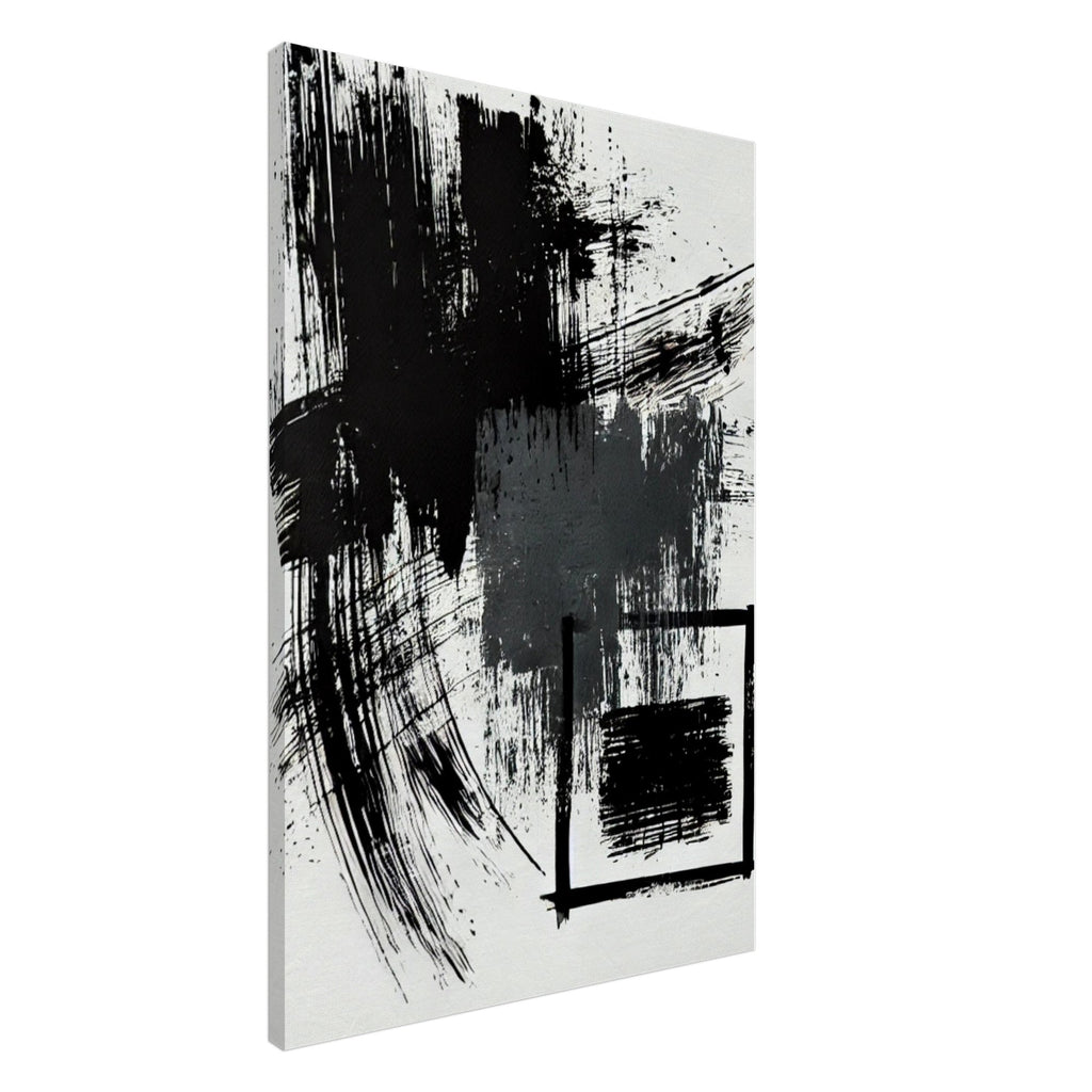 Bold Black Brushstroke Canvas – Minimal Abstract Wall Art | Modern Monochrome Decor