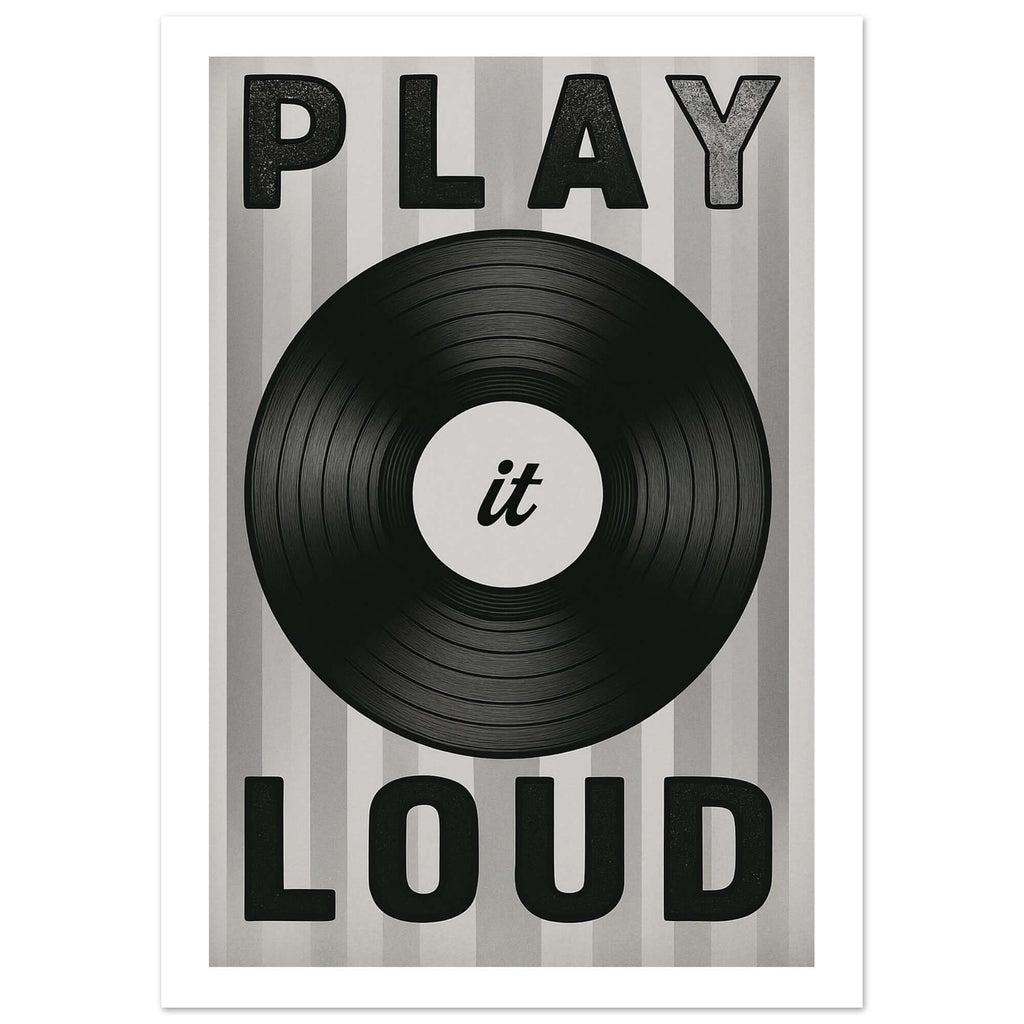 Play It Loud Vinyl Record Wall Art – Retro Music Poster for Studio & Home Decor