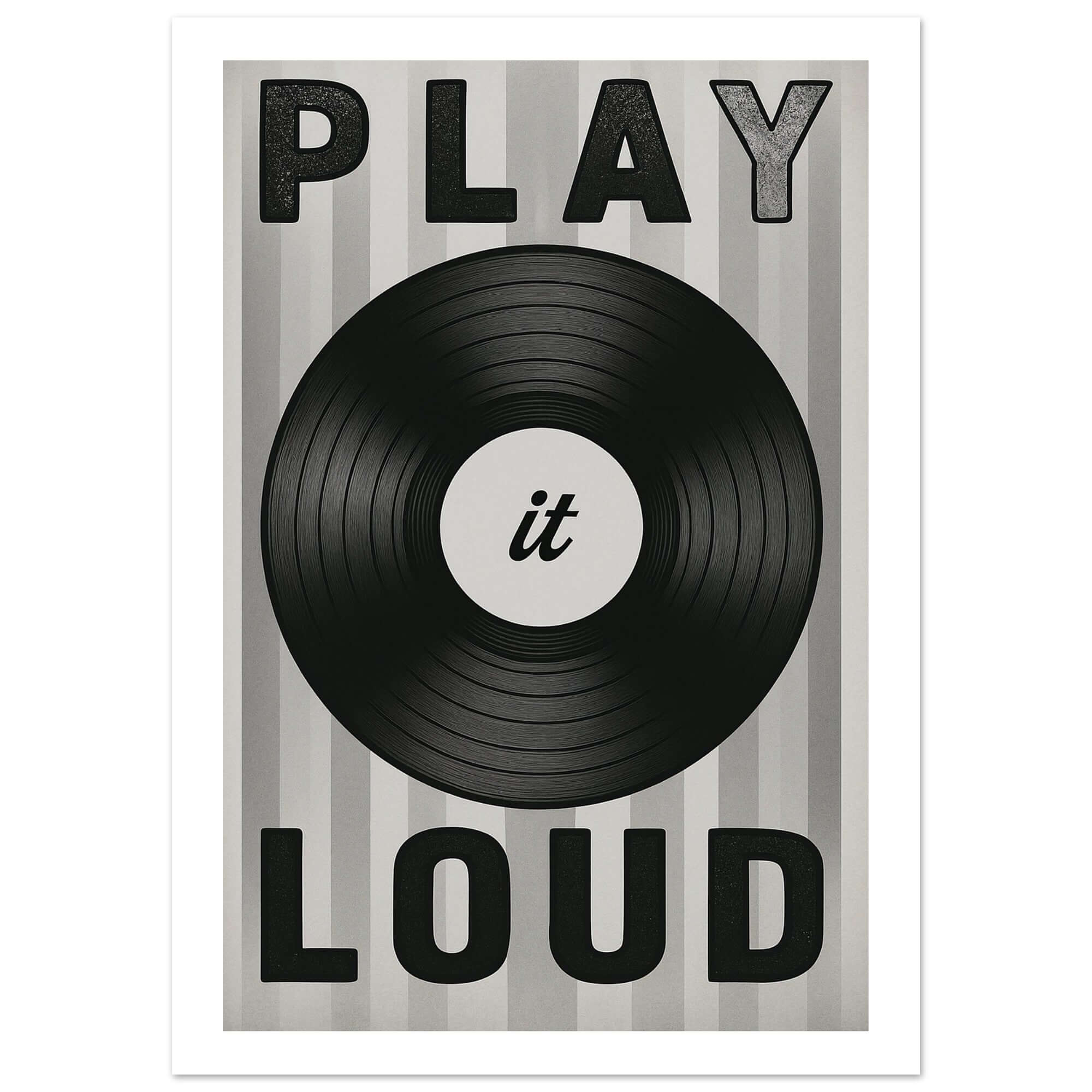 Play It Loud Vinyl Record Wall Art – Retro Music Poster for Studio & Home Decor