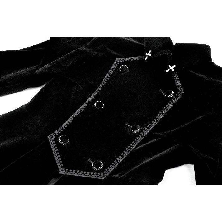Dark in Love Lilith Officer Velvet Coat – Black Gothic High-Low Jacket