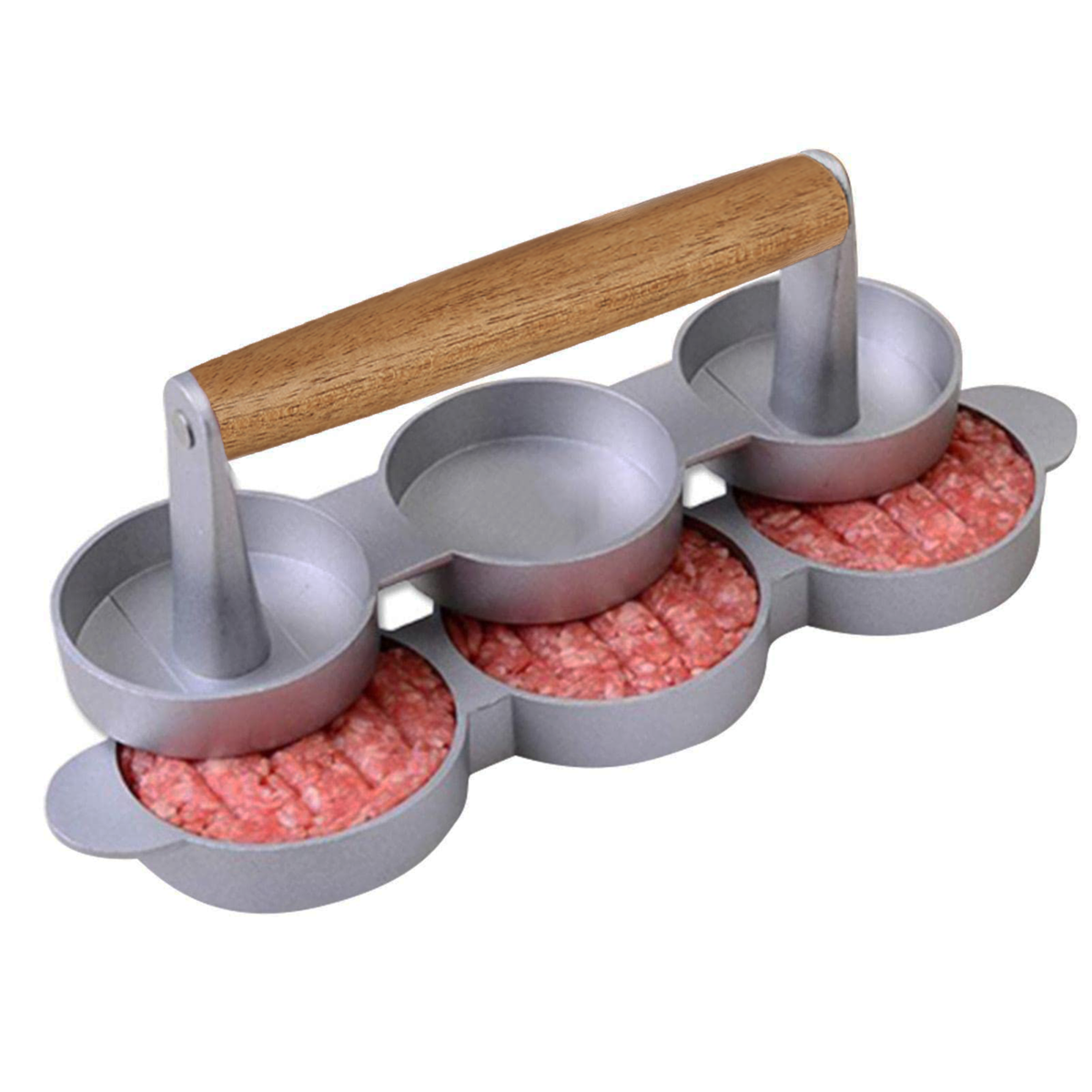 Orsina Triple Mini Burger Press – Non-Stick Slider Maker with Wood Handle