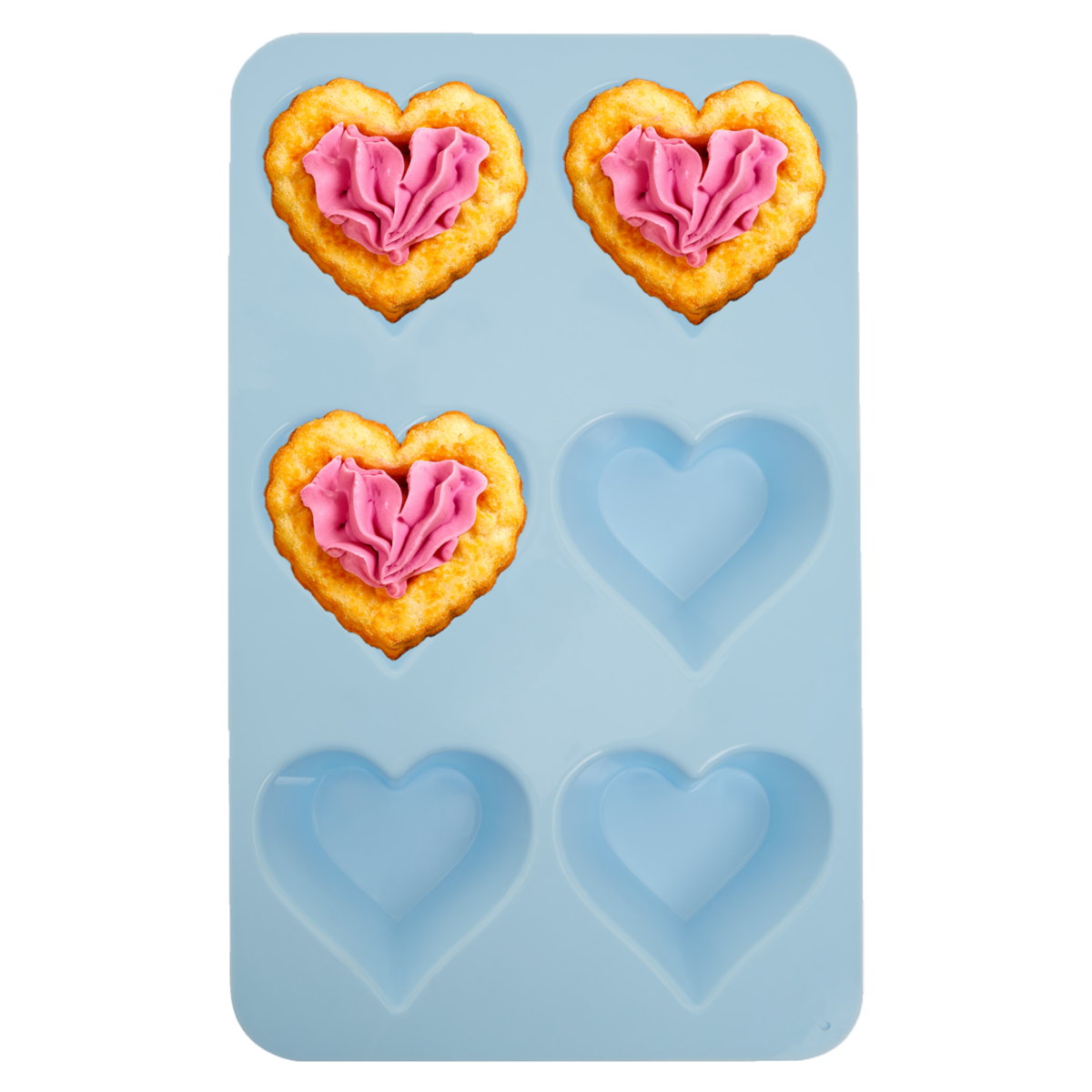 Orsina Zing Heart Shape Cake Mould – 6 Cavity Non-Stick Silicone, Blue