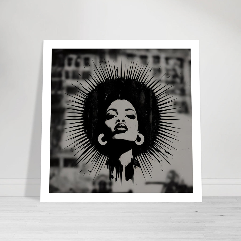 Afro Woman Silhouette Art Print – Grayscale Modern Wall Poster | Bold Feminine Decor