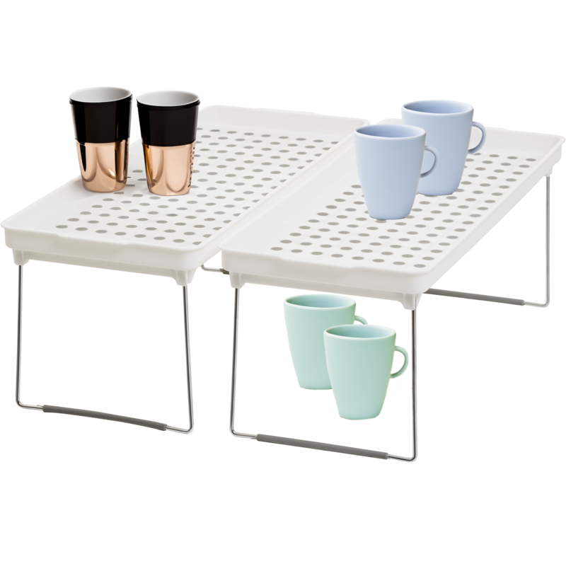 Orsina Foldable Cabinet Racks – Set of 2 Non-Slip Kitchen Shelves